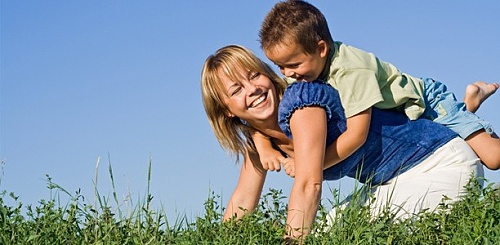 Playing in the grass